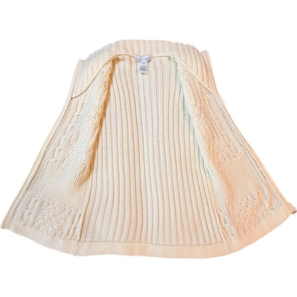 WHBM Ivory Cable Knit Fisherman Sweater Vest Full Zip Small Layering Apres Ski - Picture 4 of 11